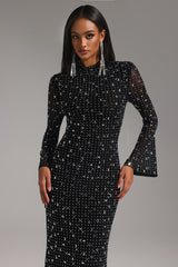 Eurien Choker Long Sleeve Diamond Maxi Dress
