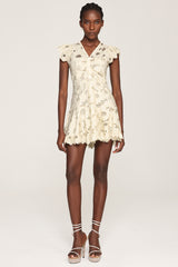 Nunaa Hollow Out Lace Flowers Mini Dress