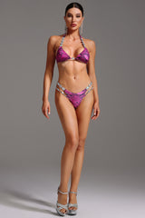 Iaka Halter Sleeveless Printing Diamond Bikini