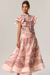 Kimivi Sleeveless Floral Printed Shirt Two-Piece Set