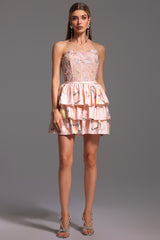 Waner Sleeveless Printing Flowers Mini Dress
