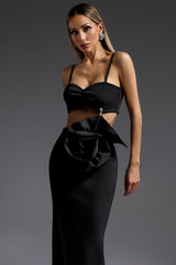 Harriet Sleeveless Hollow Out Flowers Bandage Maxi Dress