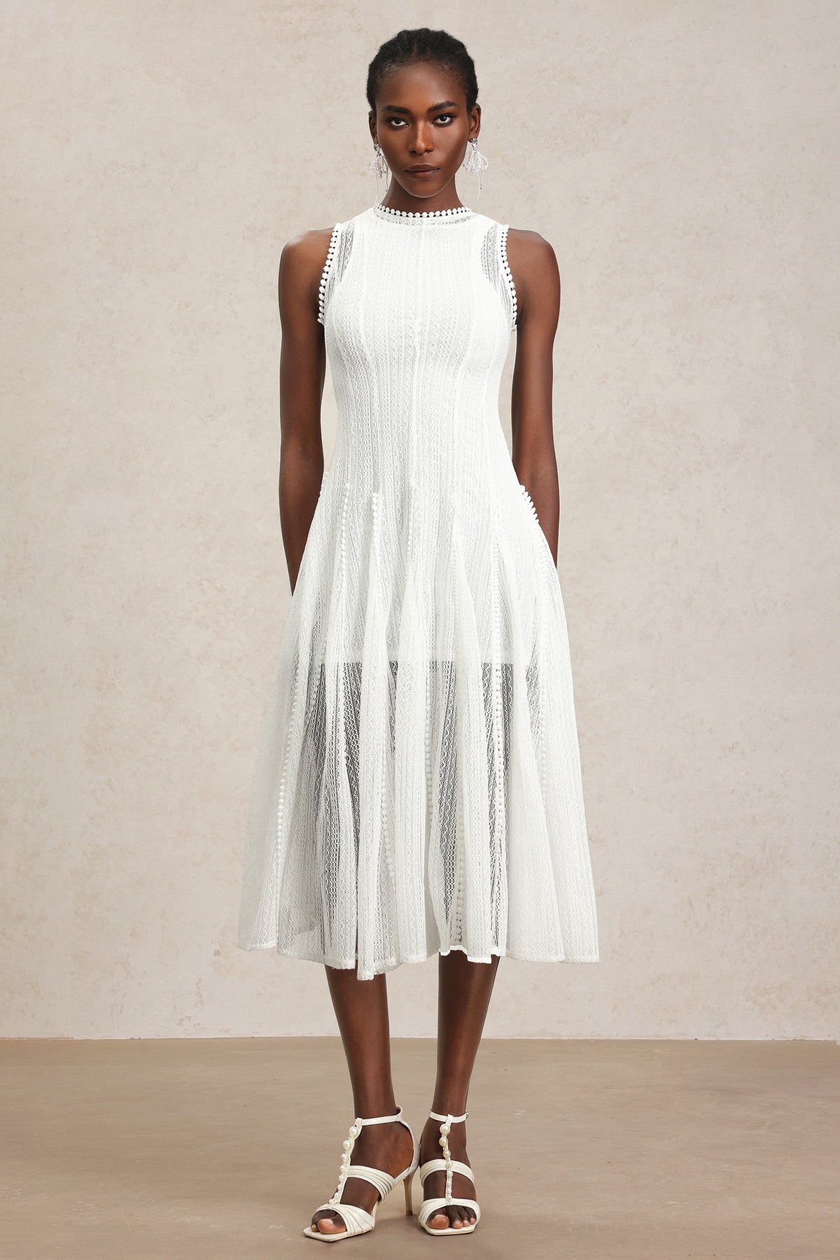 Zalma Round Neck Sleeveless Lace Maxi Dress
