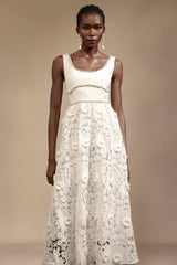 Doe Halter Diamond Lace Midi Dress