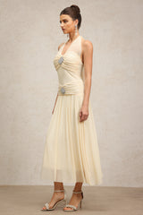 Janiyah Sleeveless Folds Diamond Maxi Dress