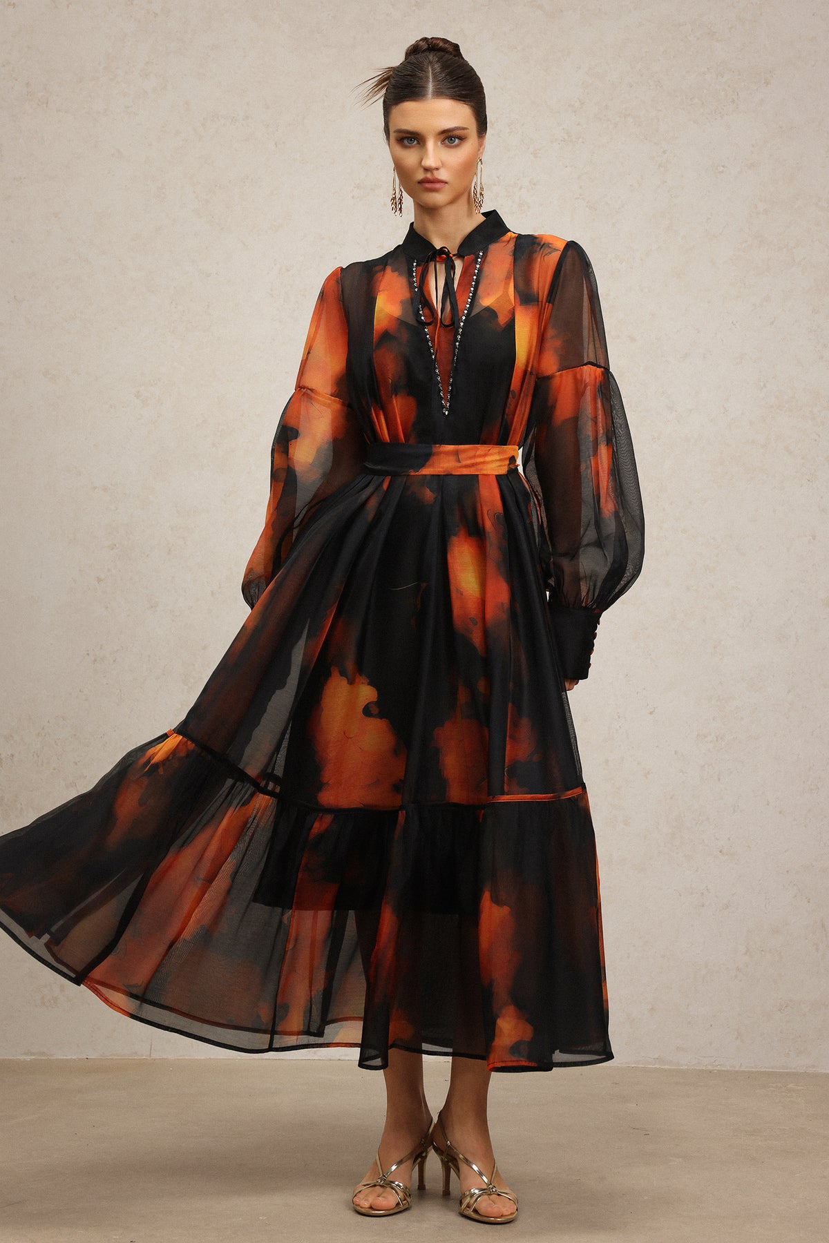 Payson Long Sleeves Printed Maxi Dress
