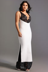 Gunnhild Lace Deep V Maxi Dress