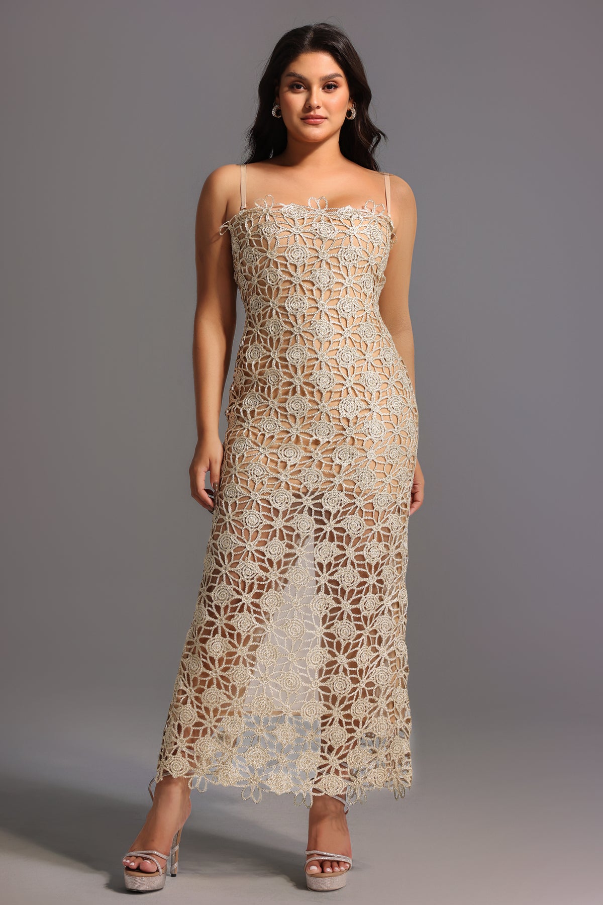 Lelia Sleeveless Hollow Out Slit Midi Dress