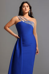 Marcella One Shoulder Diamond Bandage Maxi Dress