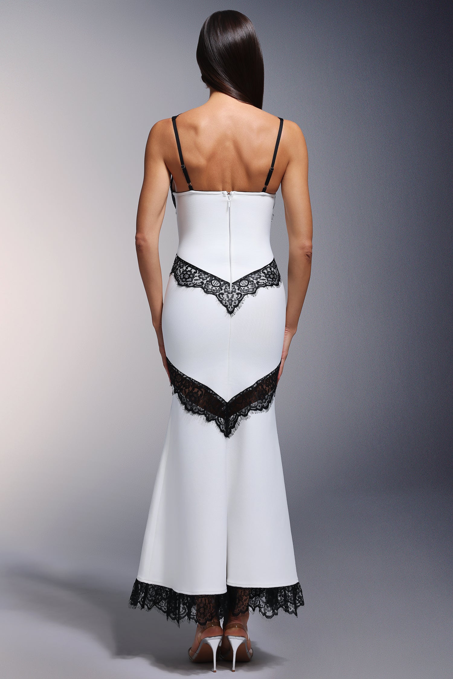 Yaliu Deep-V lace Bandage Maxi Dress