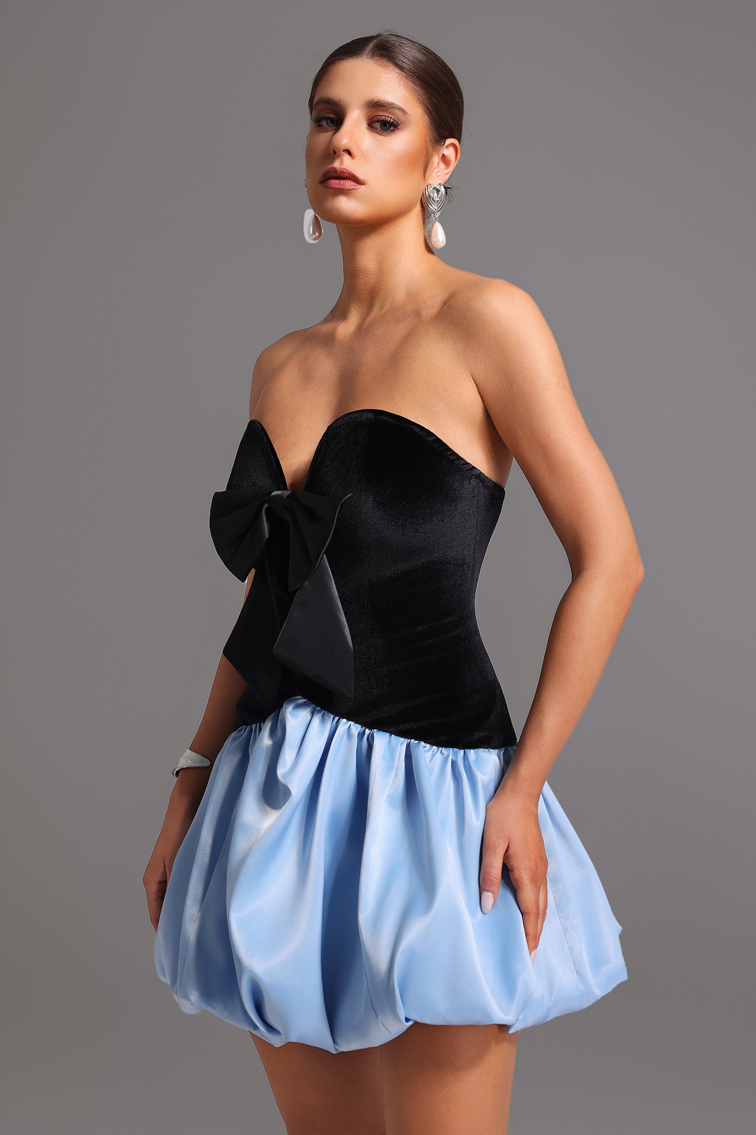 Vla Strapless Deep-V Mini Dress
