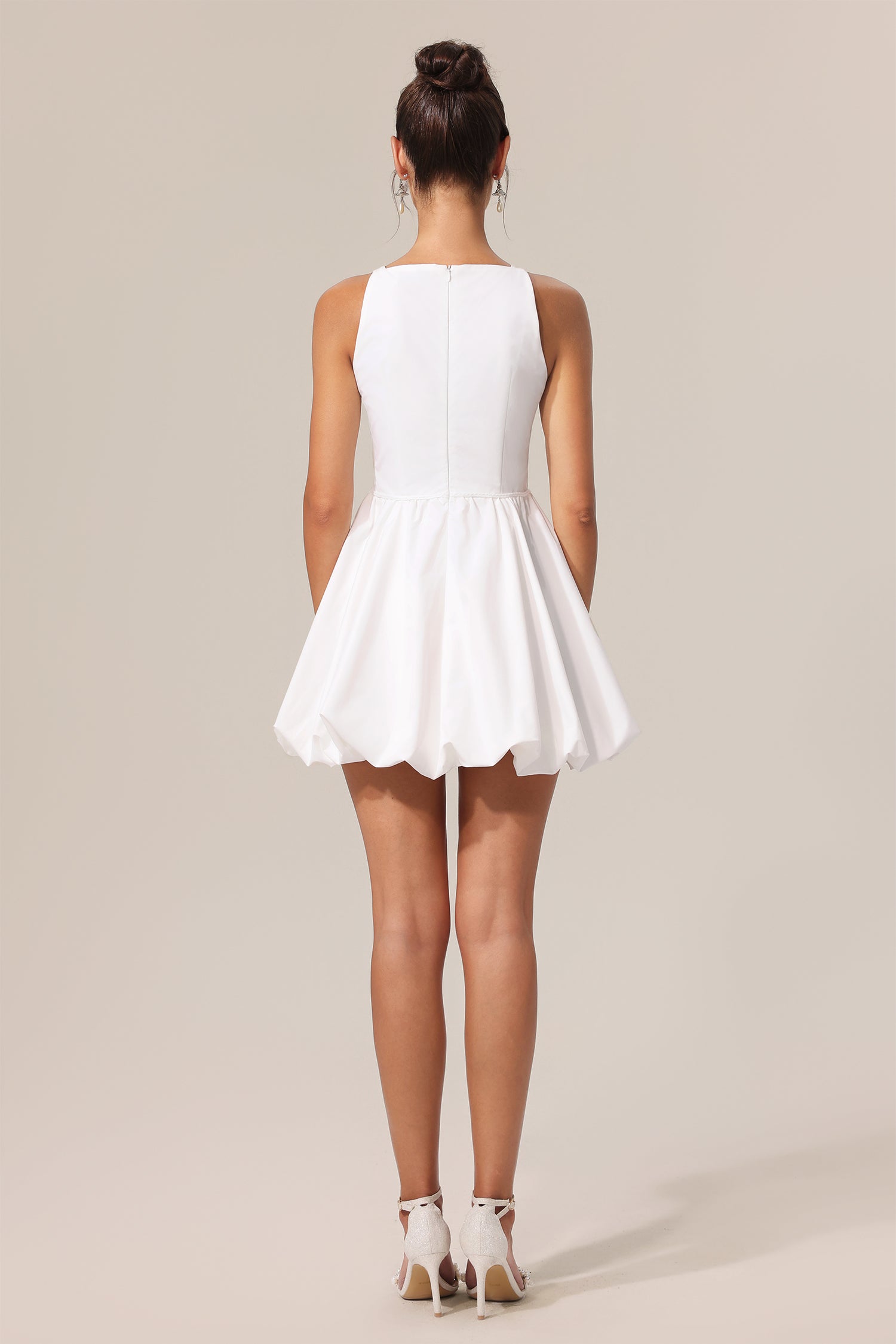 Ferean Round Neck Sleeveless Hollow Out Mini Dress