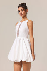 Ferean Round Neck Sleeveless Hollow Out Mini Dress