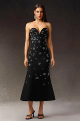 Niavia Sleeveless V-Neck Diamond Fish Tail Bandage Maxi Dress