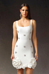 Nomi Sleeveless Diamond Flowers Mini Dress