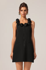 Sophia Round Neck Sleeveless Flowers Mini Dress