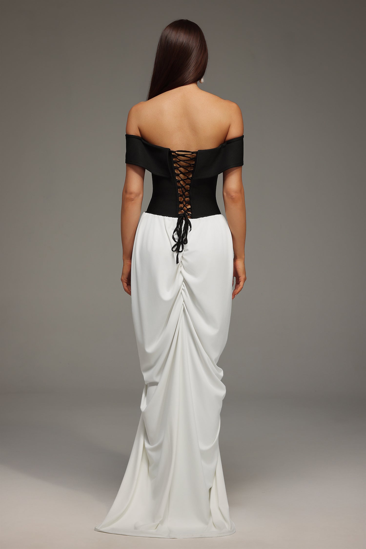 Leha Sleeveless Off The Shoulder Wrinkles Bandage Maxi Dress