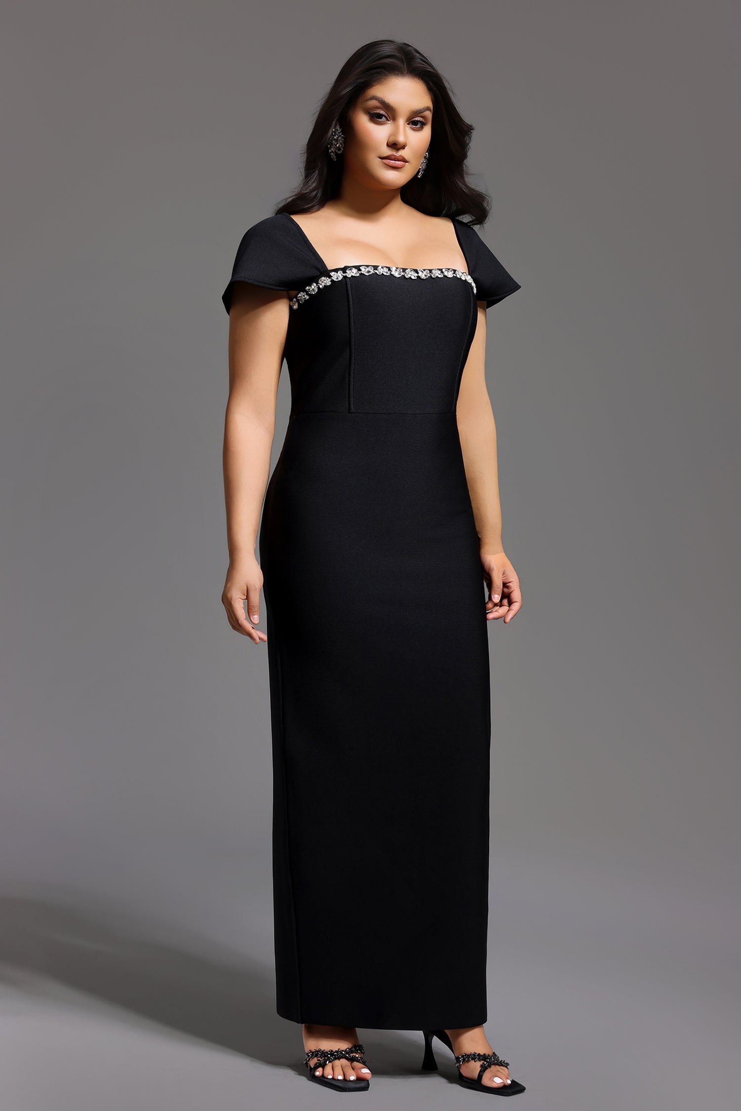 Romelle Short Sleeve Diamond Bandage Maxi Dress