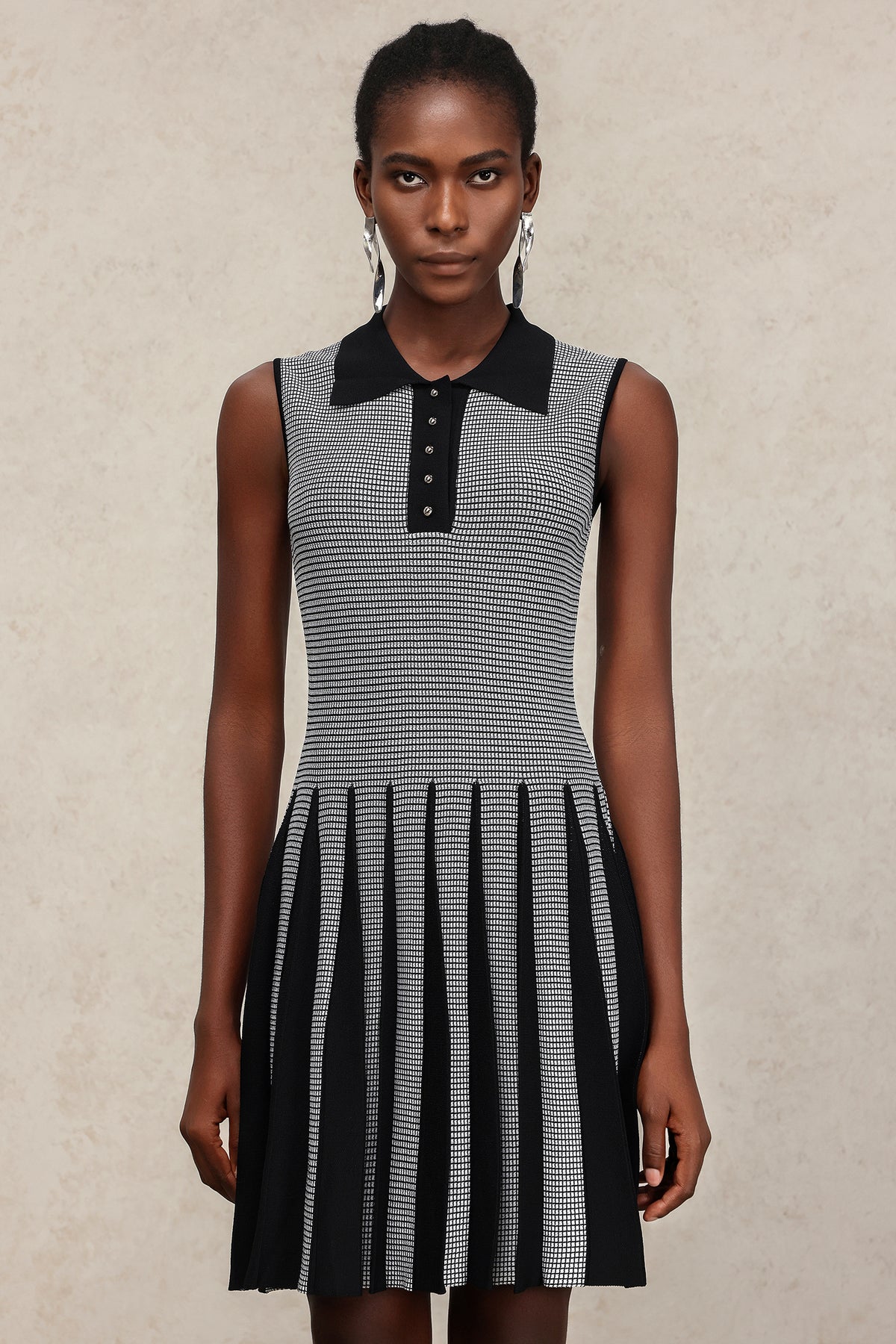 Kyler Lapel Sleeveless Folds Mini Dress