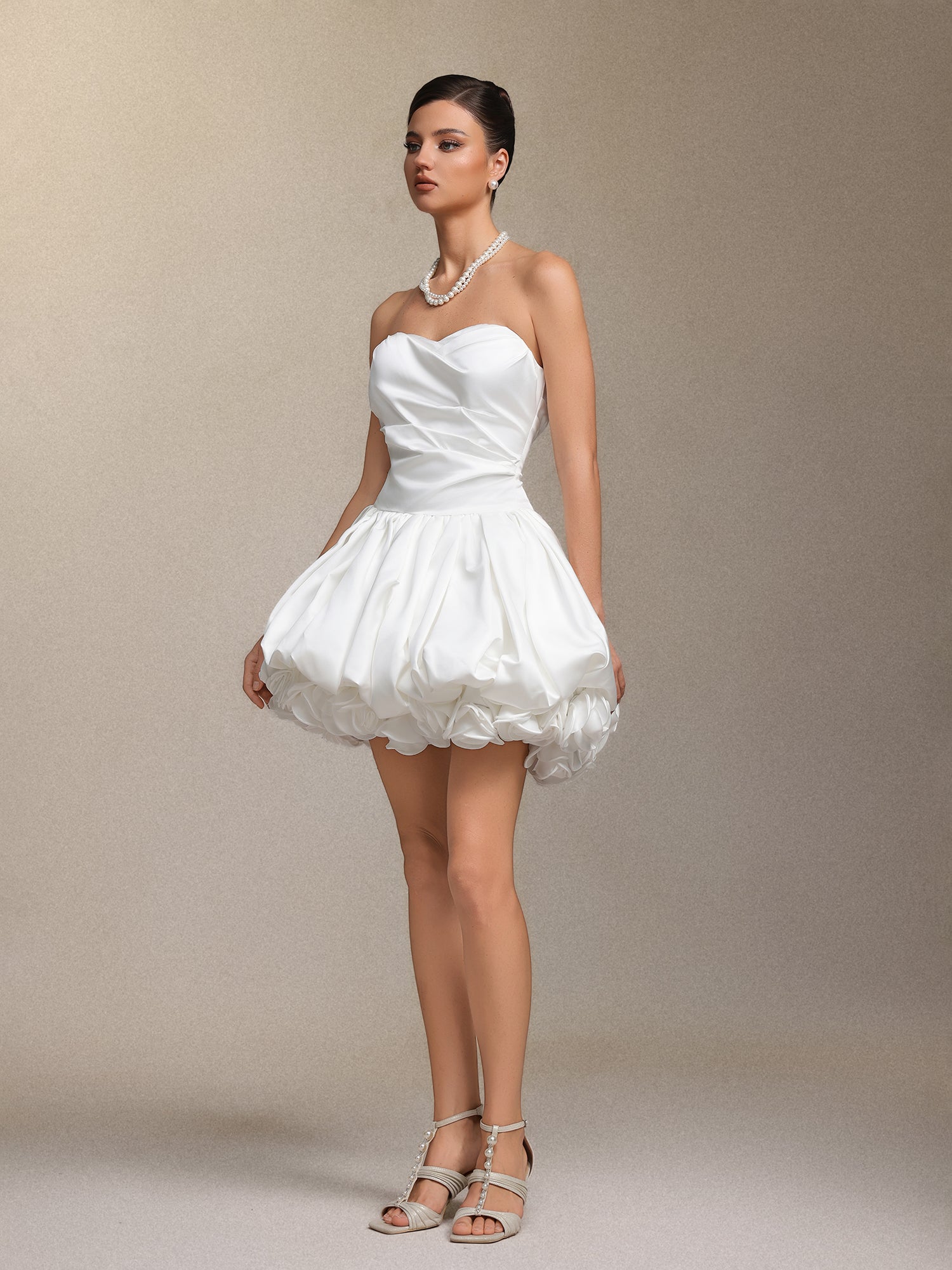 Delisy Strapless Flowers Mini Dress
