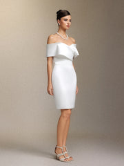 Ursula Crossed off-shoulder mini evening dress