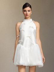 Vali Strapless satin sleeveless mini dress