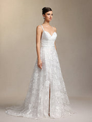Ralaya Deep V-neck lace halter maxi wedding dress