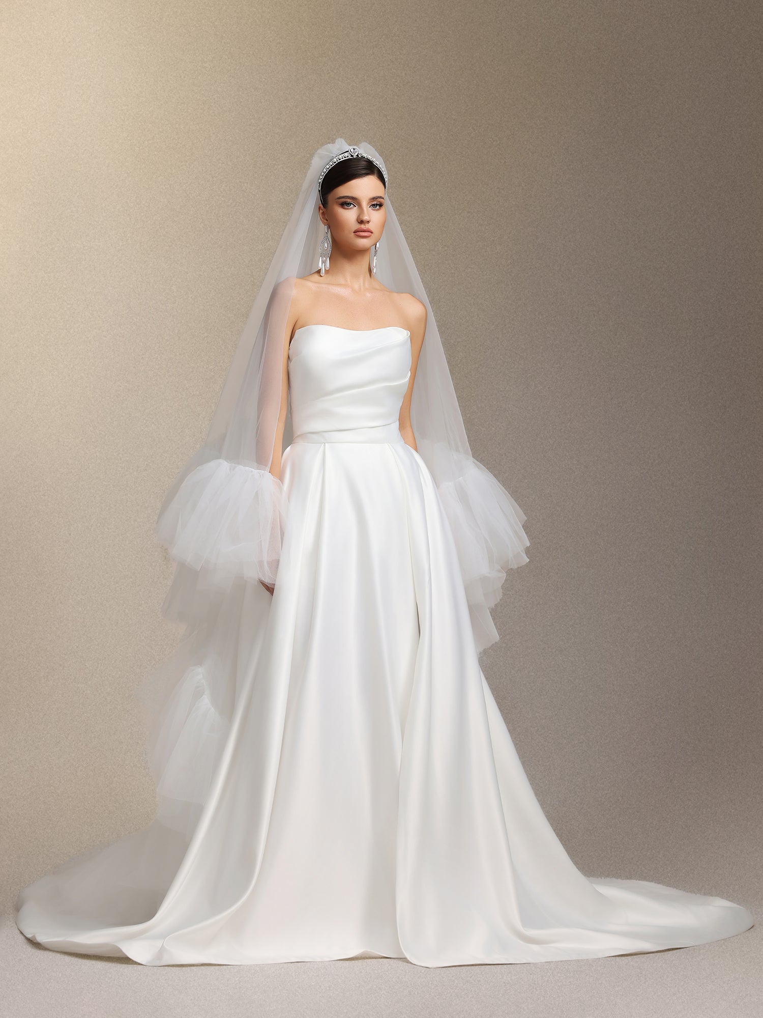 Yahir Strapless and slit wedding maxi dress