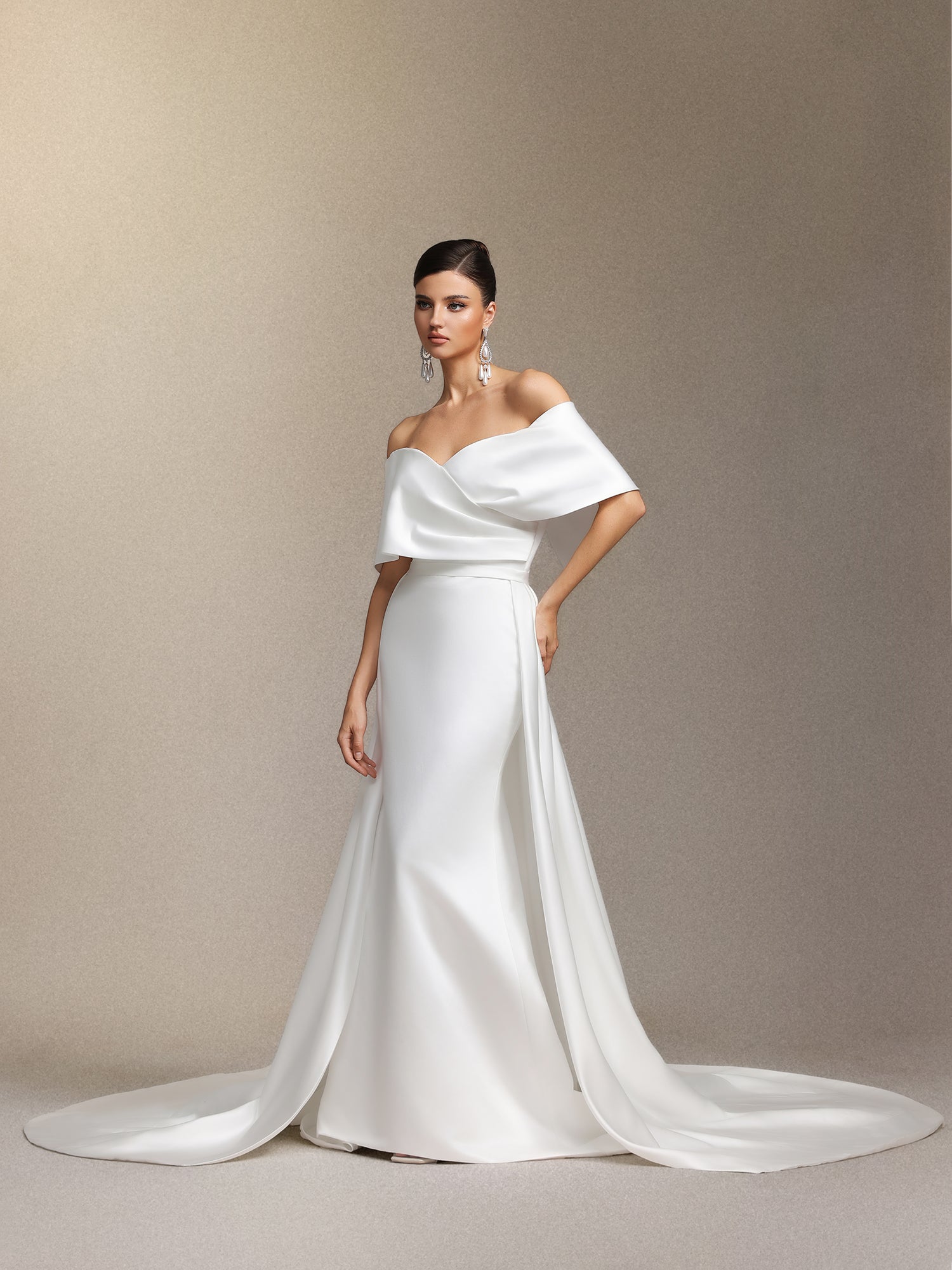 Quinta off-shoulder fish tail maxi wedding dress