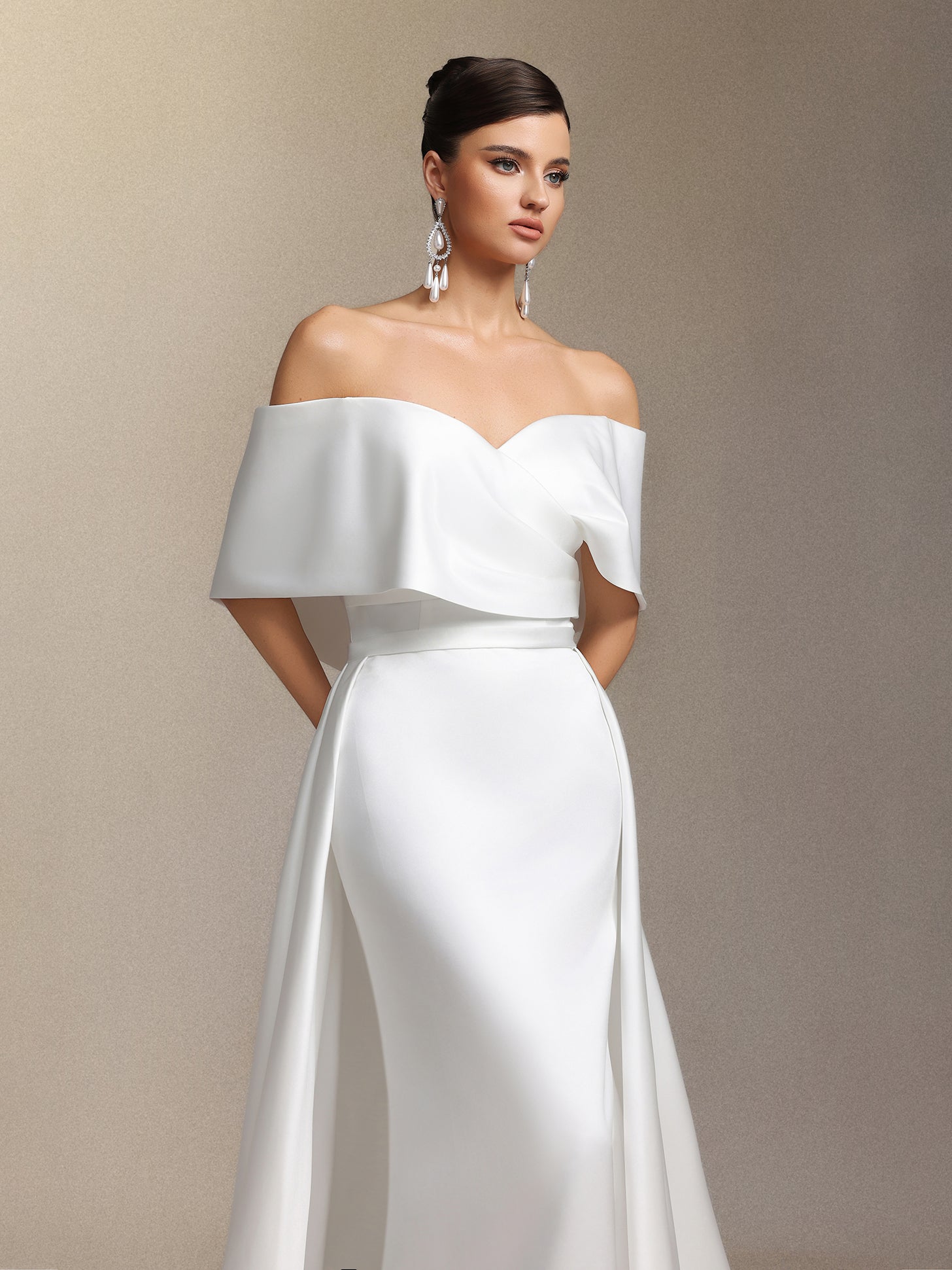 Quinta off-shoulder fish tail maxi wedding dress
