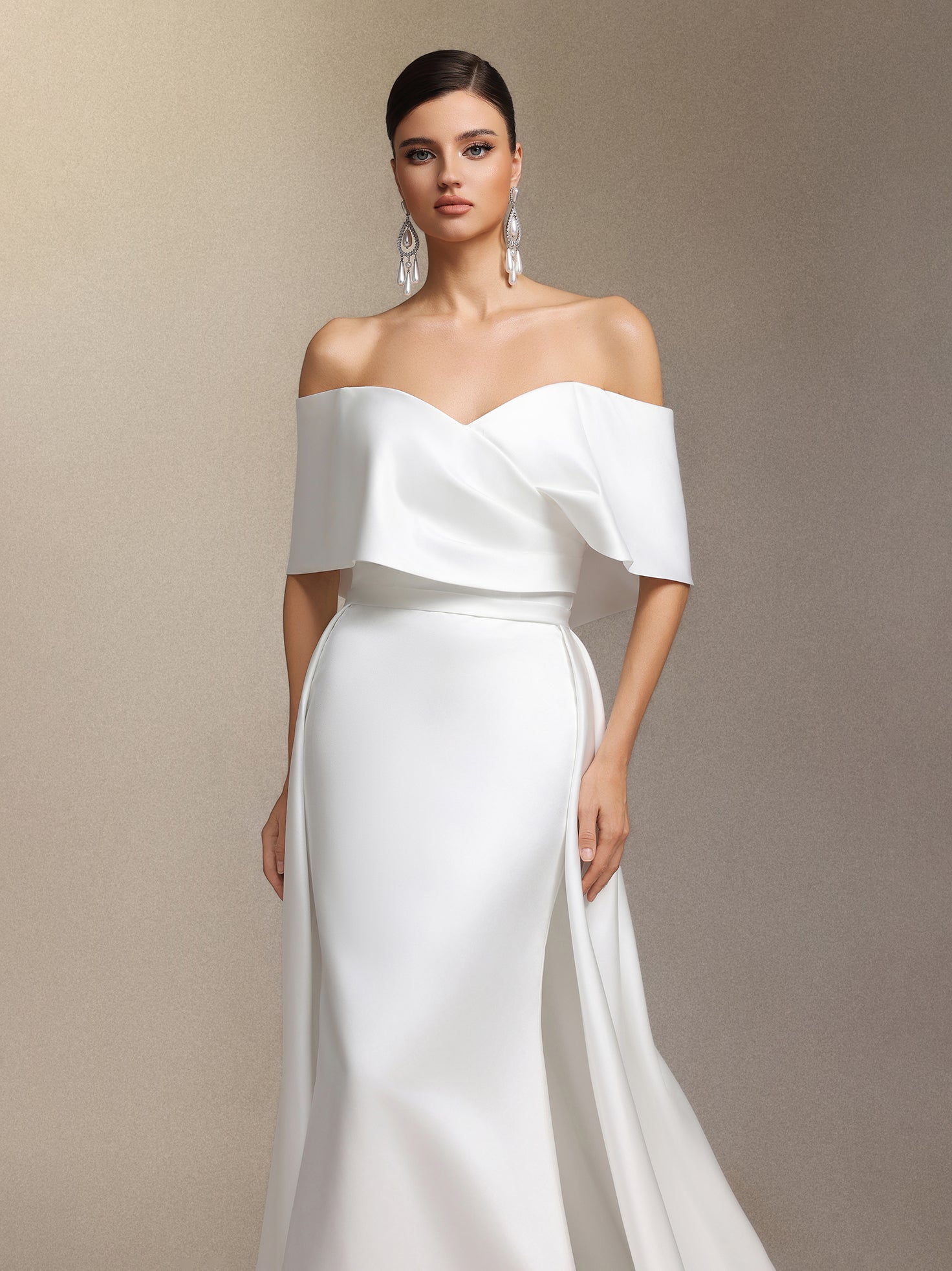 Quinta off-shoulder fish tail maxi wedding dress