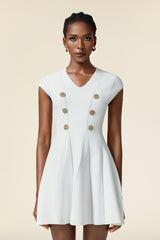 Zuelia Short Sleeves V Neck Mini Dress