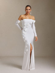 Nerlii Flower Off Shoulder Maxi Dress