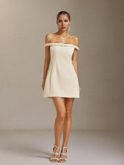 Larry Off-the-shoulder sleeveless A-line short dress