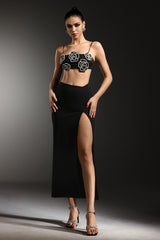 Shaylah Sleeveless Flower Slit Bandage Maxi Two Piece Set