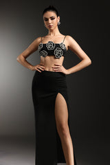 Shaylah Sleeveless Flower Slit Bandage Maxi Two Piece Set
