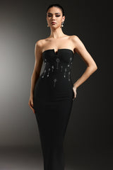 Sharnee Sleeveless Diamond V-Neck Bandage Maxi Dress