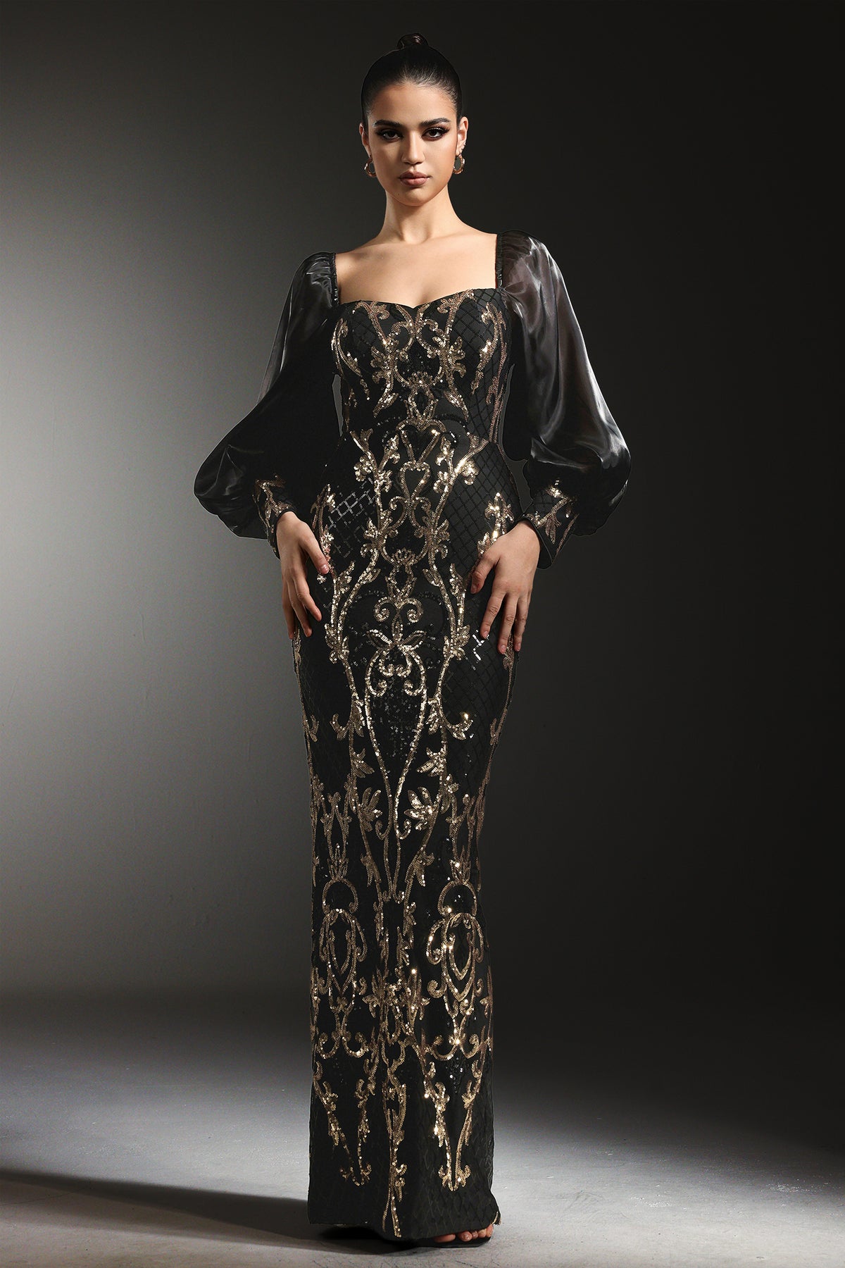 Naleza Long Sleeves Sequin Maxi Dress