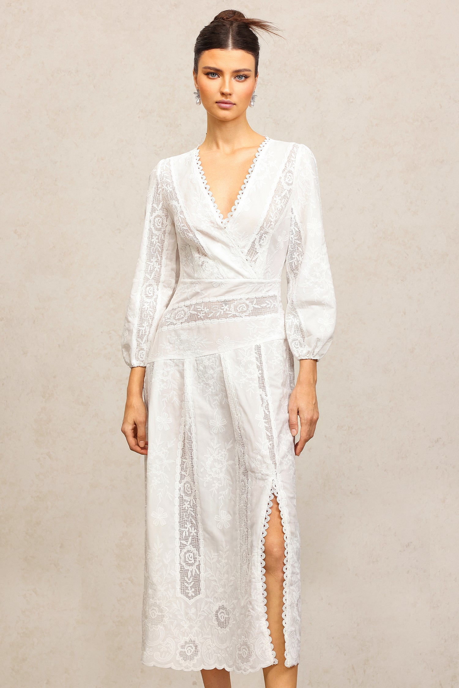 Payson V-Neck Long Sleeves Lace Maxi Dress
