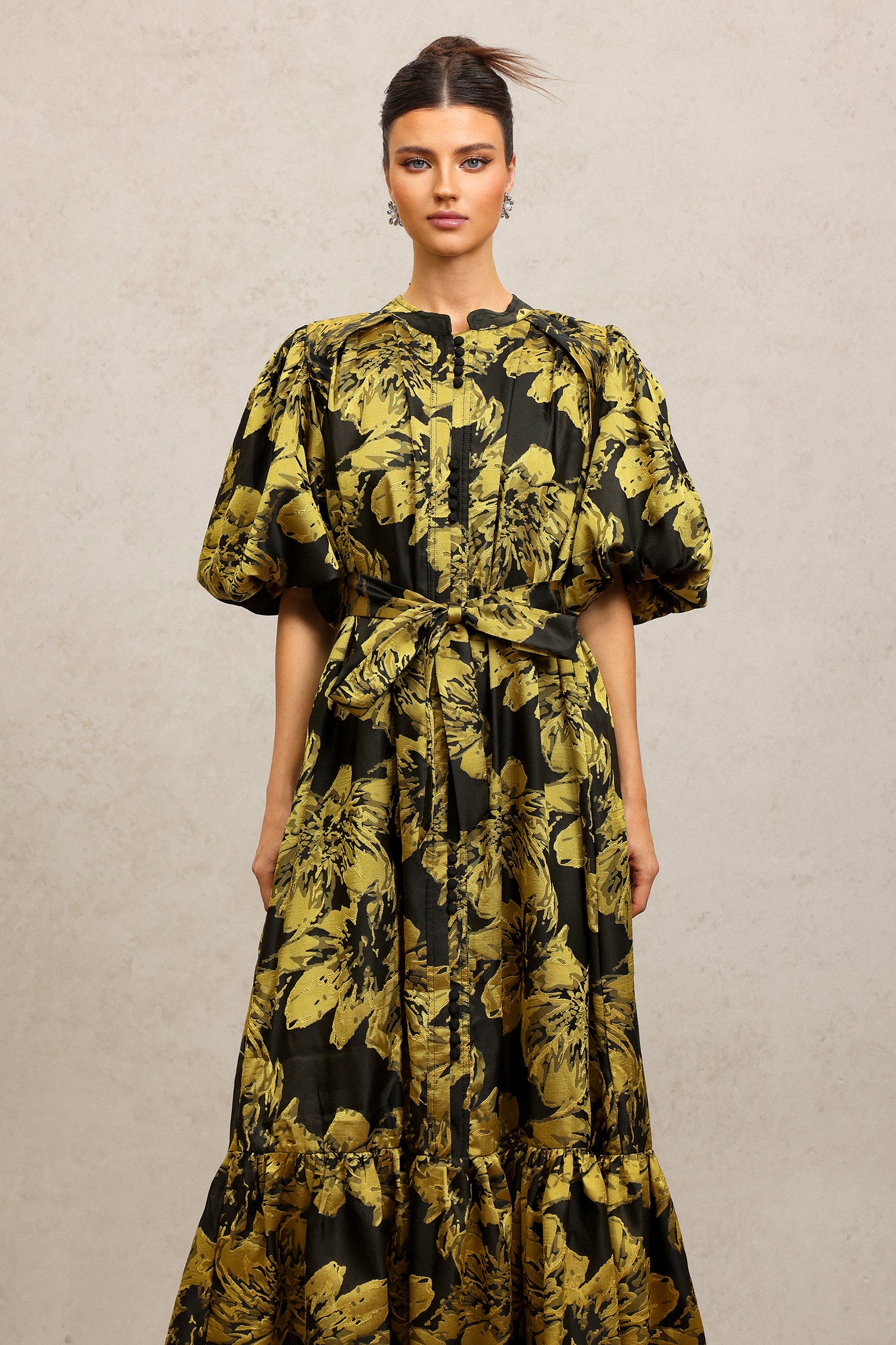 Jaca Puff Sleeves Maxi Dress