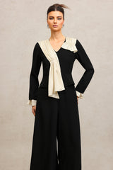 Karsten V-Neck Long Sleeves Folds Maxi Jumpsuit