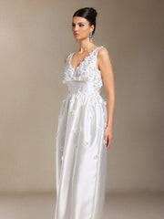 Luda Bow V-neck maxi formal dress