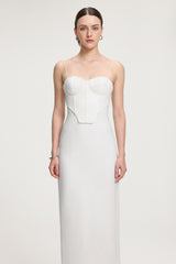 Corset-Style Crepe Maxi Dress