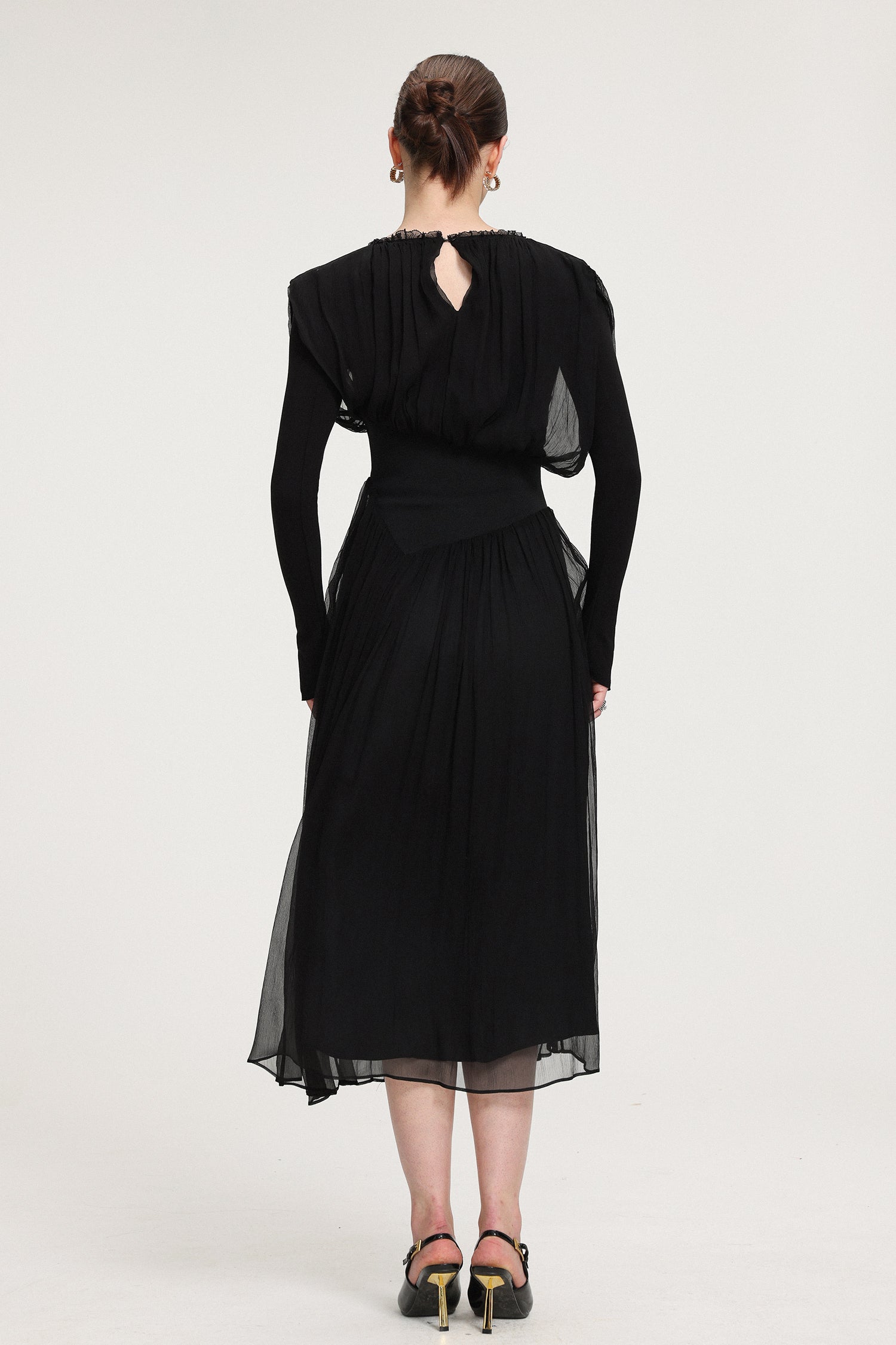 Pleated Chiffon Midi Dress