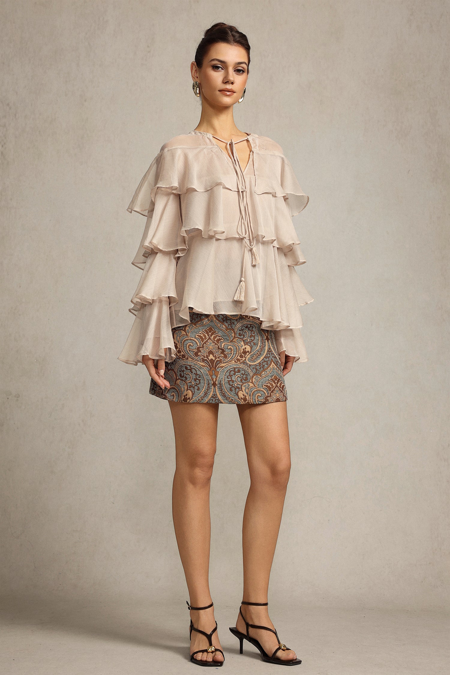 Wanda Long Sleeves Folds Top