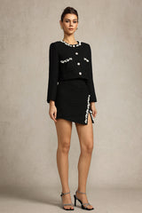 Wola Long Sleeves Pearl Top And Skirt Two-Piece Set