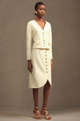 Uniko Elegant Long Sleeve Woven Top And Skirt Two-Piece Set