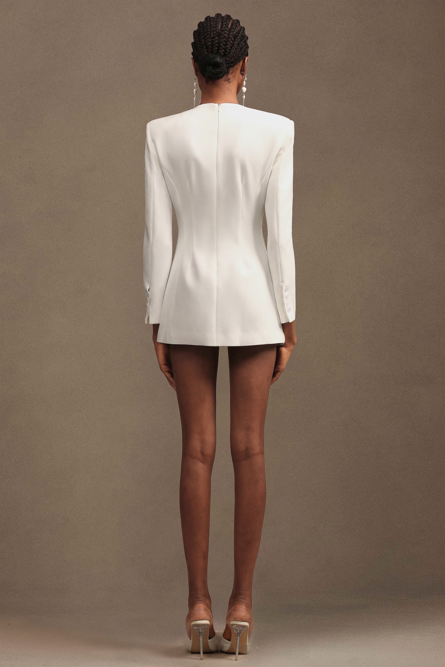 Shalissa Modern Tailored Round Neck Long Sleeve Mini Dress