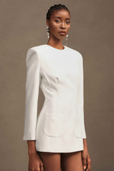 Shalissa Modern Tailored Round Neck Long Sleeve Mini Dress