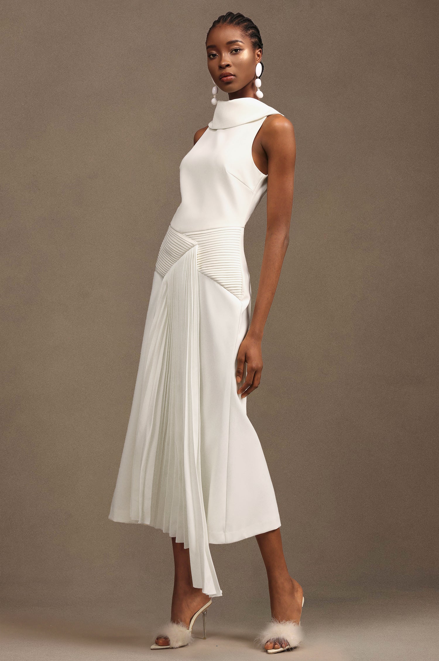 Jozie Sleevess Fold Fish Tail Maxi Dress